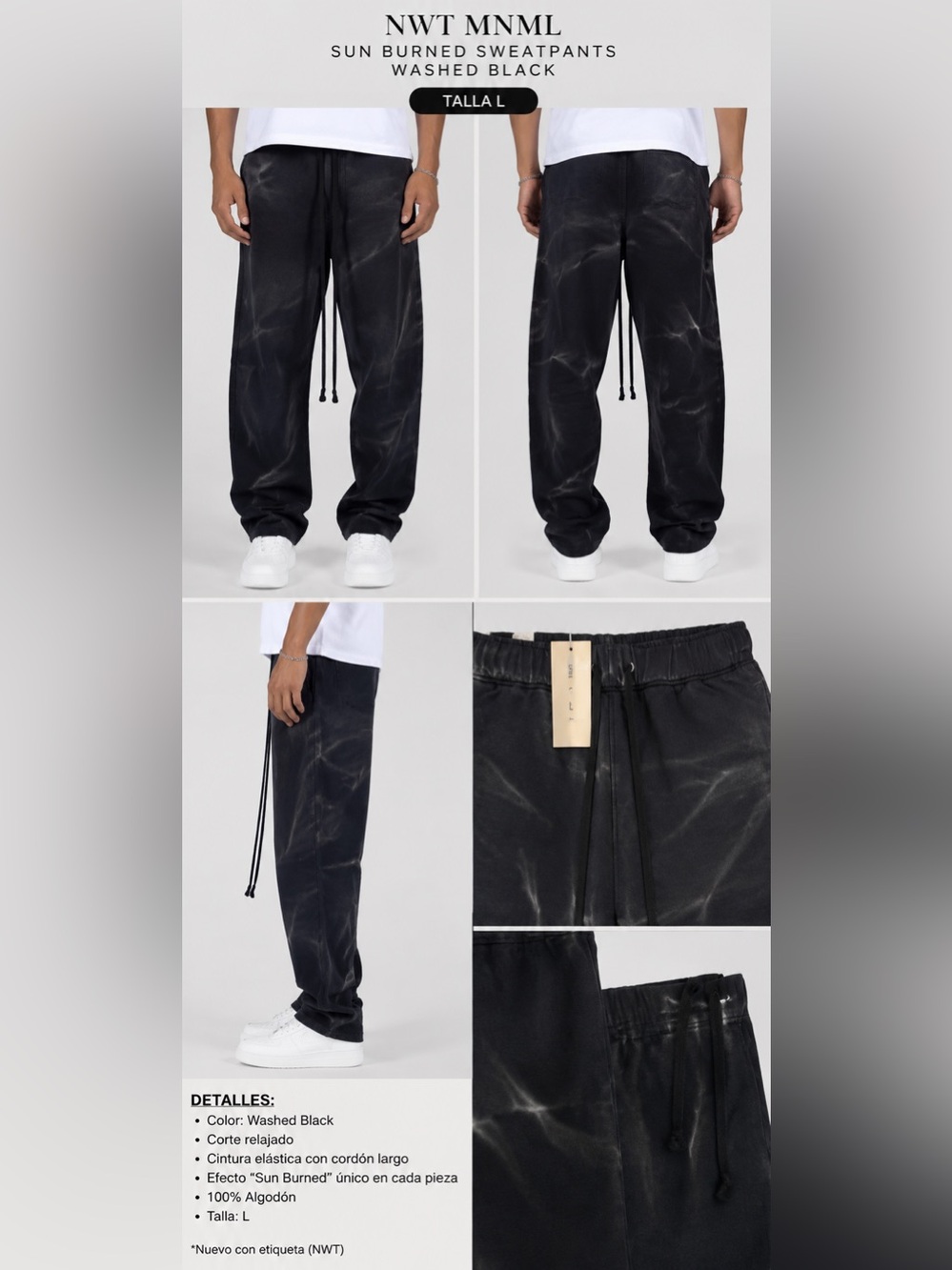NWT M N M l Sun Burned Sweatpants Washed Black Size L